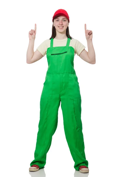 Kvinnlig arbetstagare bära overall — Stockfoto