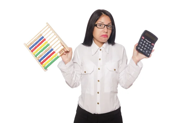 Woman in funny business concept on white — Stock Photo, Image