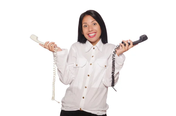 Woman in funny business concept on white — Stock Photo, Image