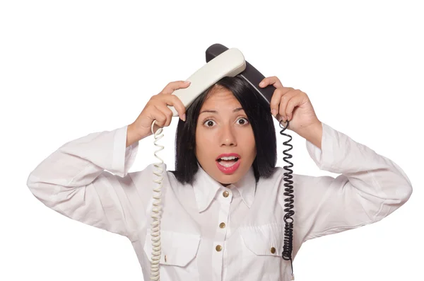 Woman in funny business concept on white — Stock Photo, Image