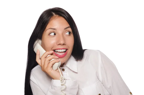 Woman in funny business concept on white — Stock Photo, Image