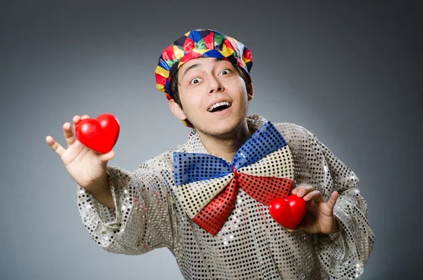 Funny clown with red nose — Stock Photo, Image