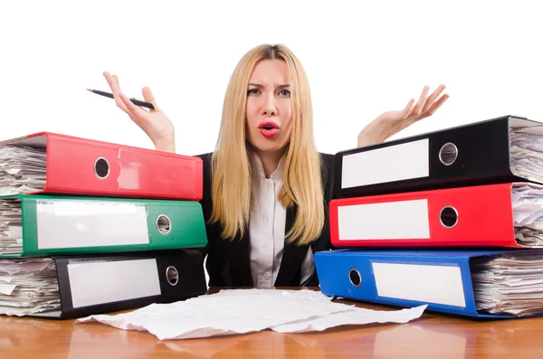 Woman businesswoman working isolated on white — Stock Photo, Image