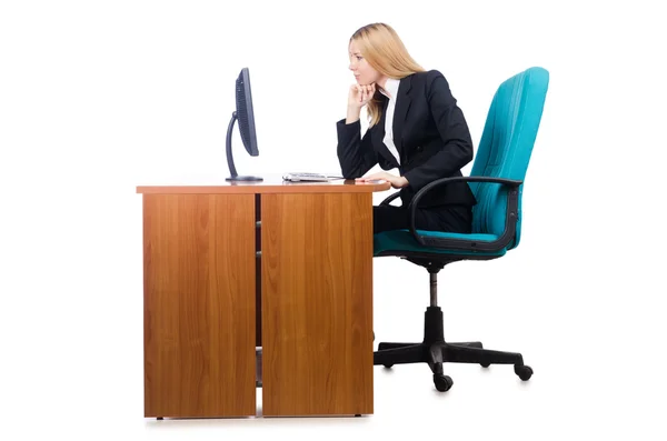 Vrouw zakenvrouw werken geïsoleerd op wit — Stockfoto