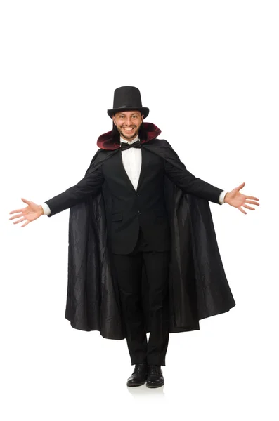 Man magician isolated on white — Stock Photo, Image