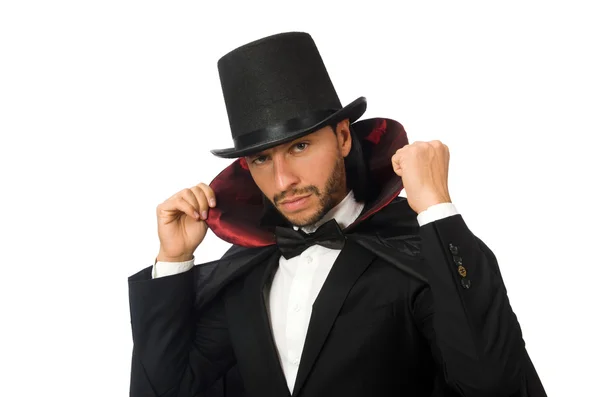 Man magician isolated on white — Stock Photo, Image