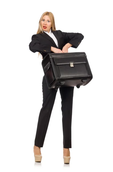 Businesswoman woman travelling with suitcase — Stock Photo, Image