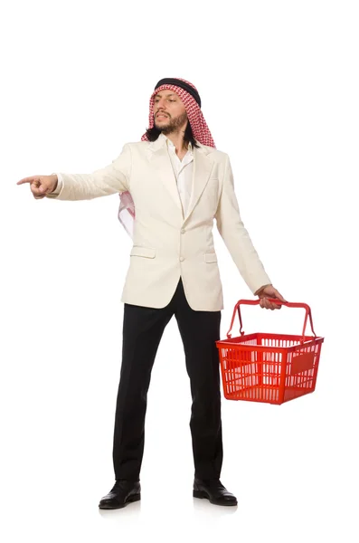 Arab man doing shopping isolated on white — Stock Photo, Image