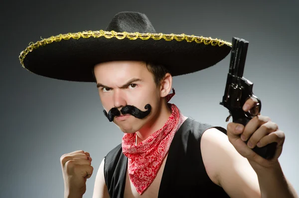 Funny guy wearing sombrero hat — Stock Photo, Image