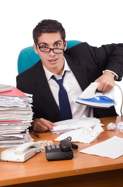 Geschäftiger Geschäftsmann unter Arbeitsstress — Stockfoto