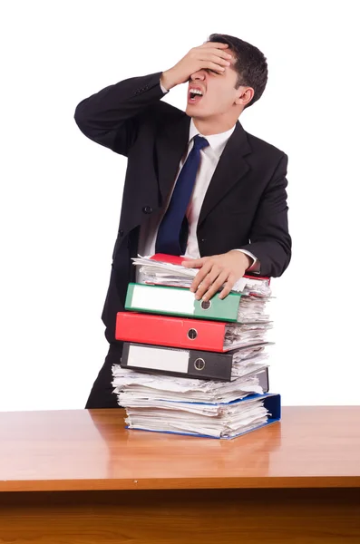 Empresário ocupado sob estresse no trabalho — Fotografia de Stock