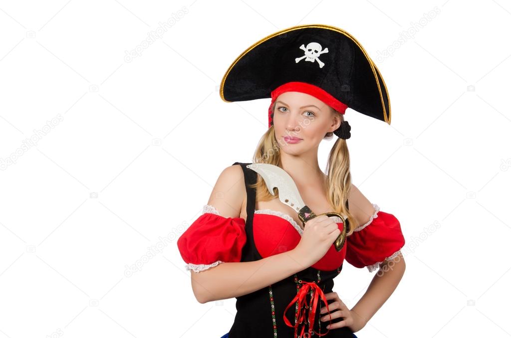 Woman pirate isolated on white