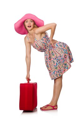 Beyaz üzerinde seyahat eden kadın