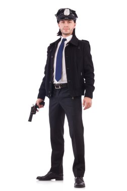 Polis memuru beyazda izole edilmiş.