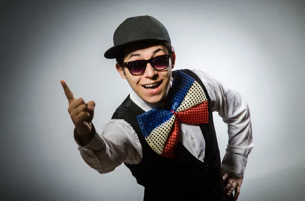 Funny man with giant bow tie — Stock Photo, Image