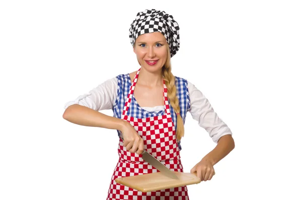 Nő szakács elszigetelt a fehér háttér — Stock Fotó