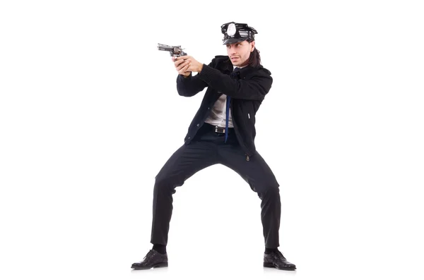 Police officer isolated on white — Stock Photo, Image