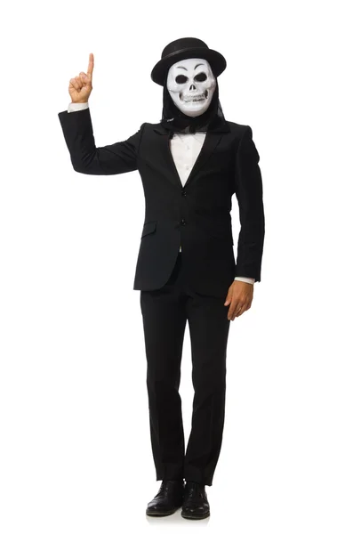 Man with scary mask isolated on white — Stock Photo, Image