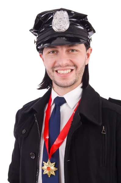 Polizist isoliert auf weiß — Stockfoto