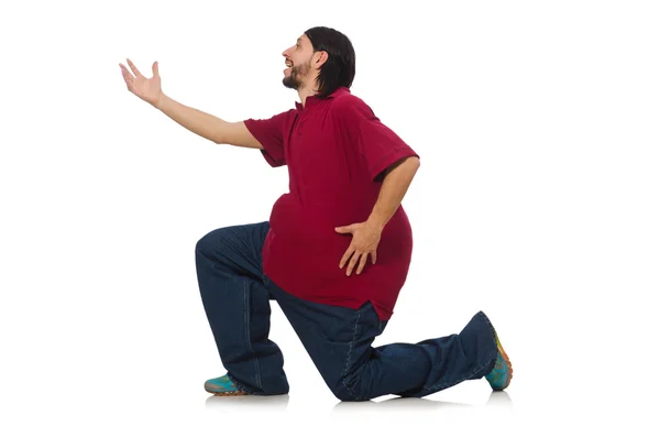 Muž s nadváhou izolovaný na bílém — Stock fotografie