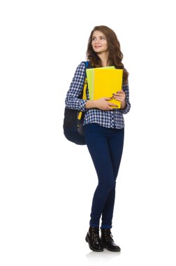 Beyaz tenli genç öğrenci.