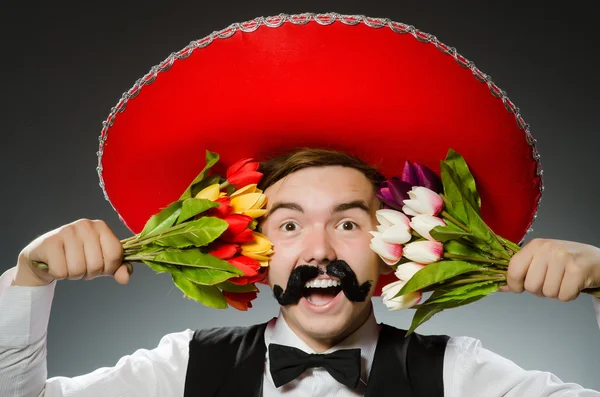 Person wearing sombrero hat in funny concept — Stock Photo, Image