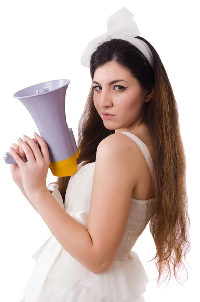 Young bride in funny concept on white — Stock Photo, Image