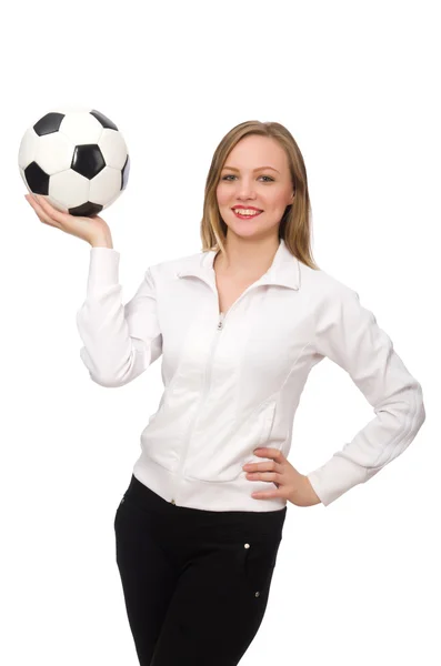 Woman wearing sports costume isolated on white — Stock Photo, Image