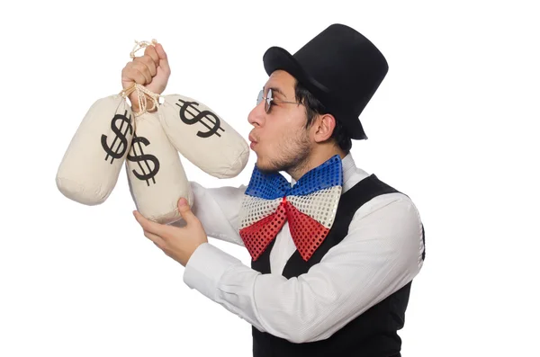 Funny man wearing giant bow tie — Stock Photo, Image