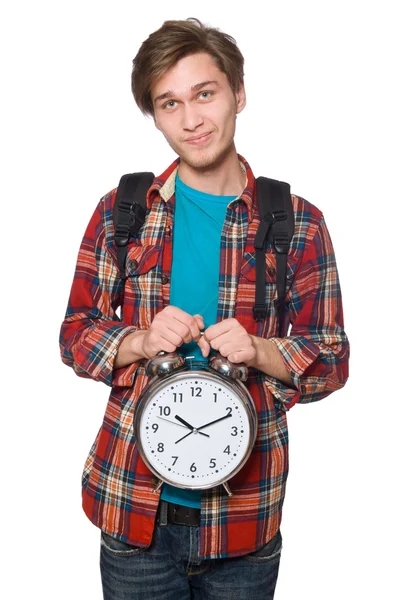 Estudante engraçado isolado em branco — Fotografia de Stock