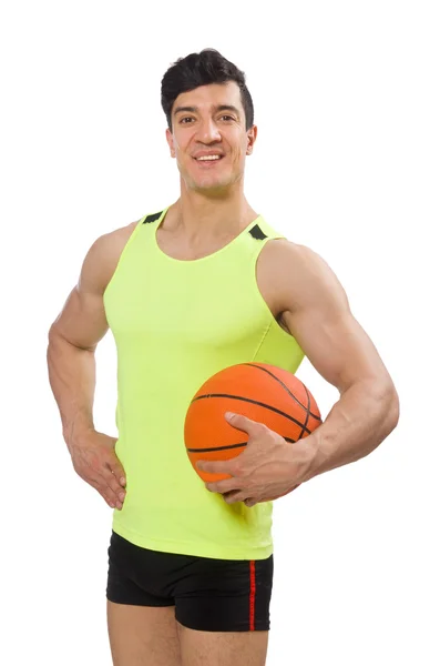 Young basketball player isolated on white — Stock Photo, Image