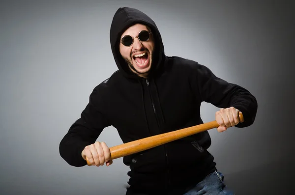 Aggressive man with basebal bat — Stock Photo, Image