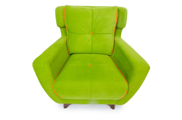 Green armchair isolated on the white