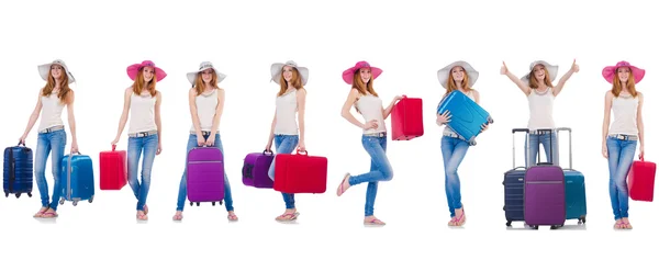 Set of photos with woman travelling — Stock Photo, Image