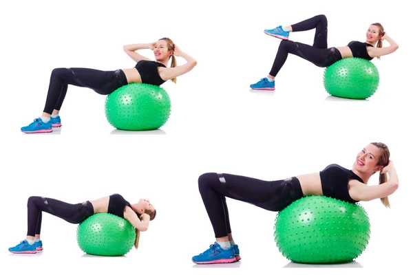 Set of photos with model and swiss ball — Stock Photo, Image