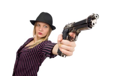 Silahlı bir gangster kadın beyazları soyutladı.