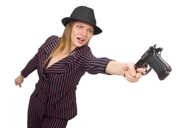 Silahlı bir gangster kadın beyazları soyutladı.