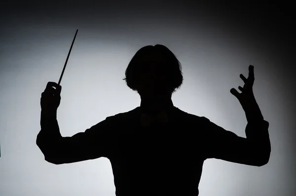 Веселий диригент у музичній концепції — стокове фото