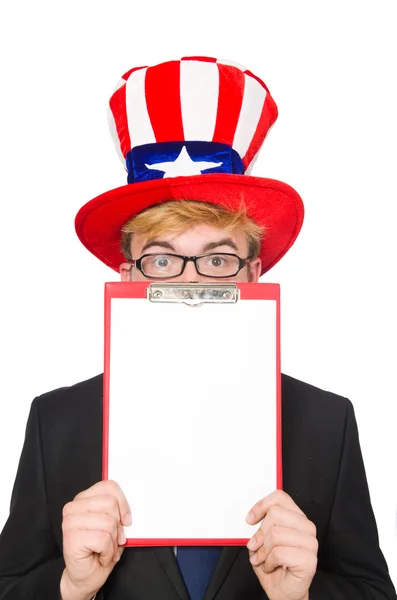 アメリカのシンボル付きの帽子をかぶった男 — ストック写真