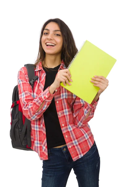 Giovane studente isolato su bianco — Foto Stock