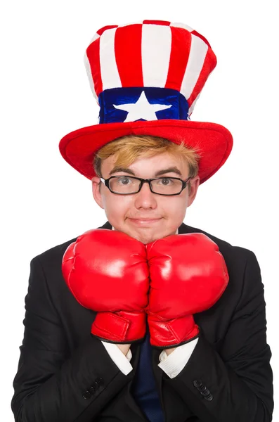 Hombre usando sombrero con símbolos americanos —  Fotos de Stock