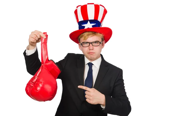 Uomo che indossa cappello con simboli americani — Foto Stock