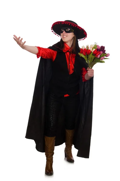 Ragazza in abito carnevale nero e rosso — Foto Stock