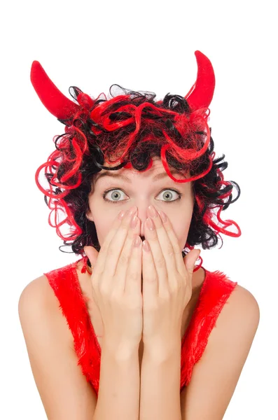 Mujer diablo en divertido concepto de Halloween —  Fotos de Stock