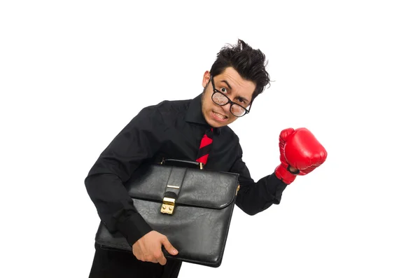 Geschäftsmann mit roten Boxhandschuhen — Stockfoto
