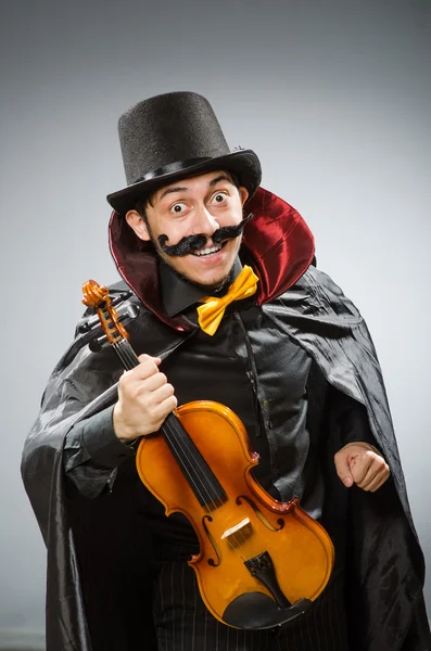 Αστεία βιολί παίκτης φοράει tophat — Φωτογραφία Αρχείου