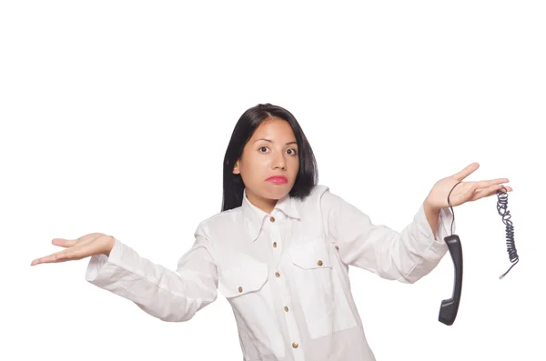 Woman in funny business concept on white — Stock Photo, Image