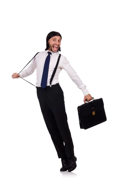 Young businessman holding briefcase isolated on white Stock Image