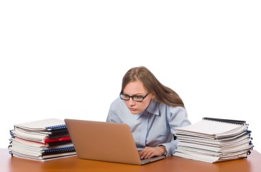 Ofis çalışanı beyazda izole edilmiş