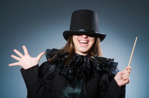 Woman magician in funny concept — Stock Photo, Image